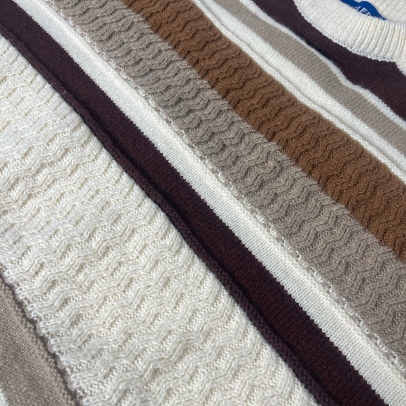 Aelfric Eden | Chunky Knit Striped Oversized Crewneck Grandpa Sweater Neutral - Picture 9 of 9